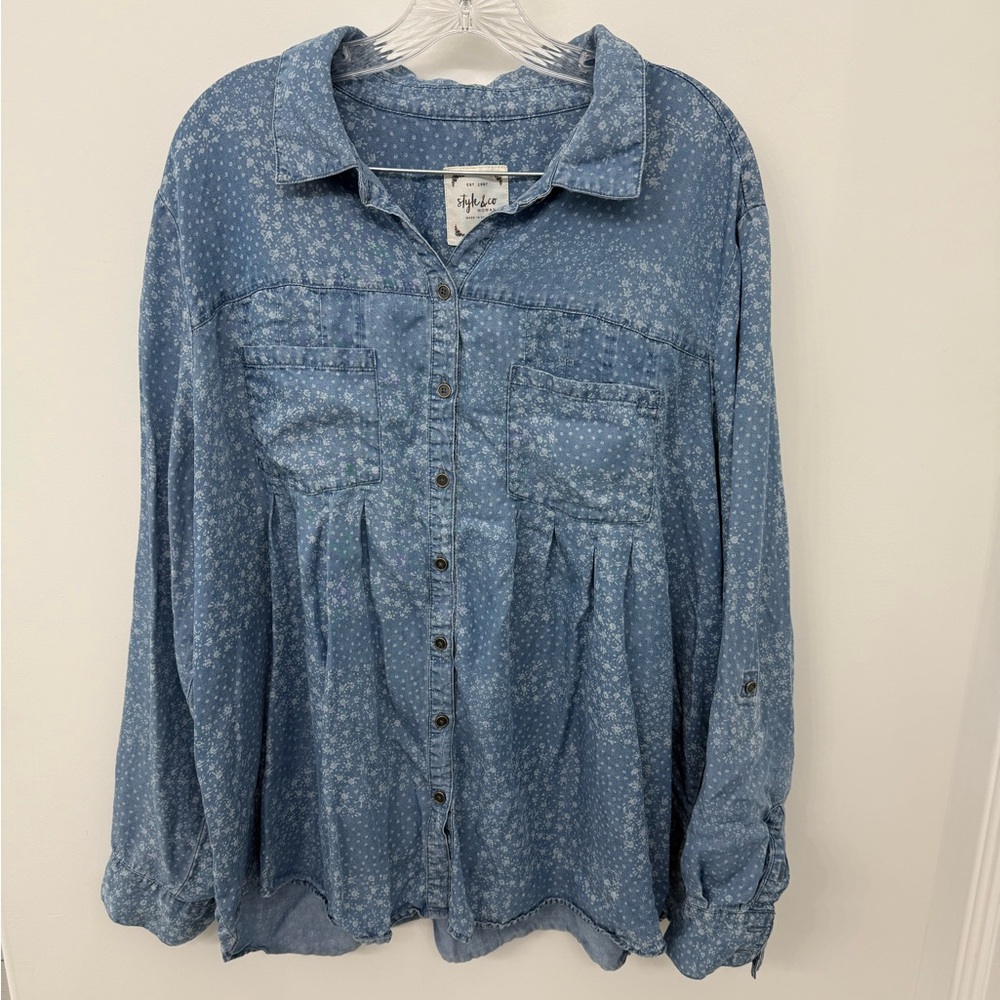 Style & Co. Blue Button-Down Women's Shirt